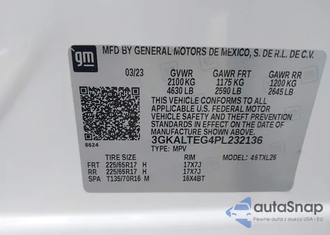 2023 GMC Terrain Awd Sle из США, поврежденный, VIN 3GKALTEG4PL232136